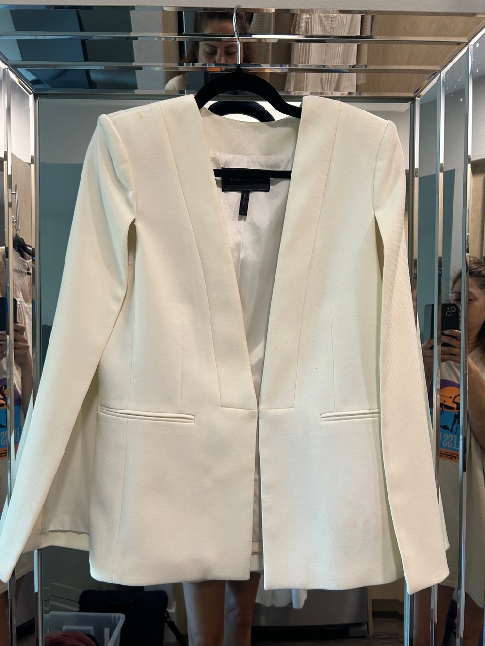 BCBGMaxAzria Cream Open-Front Tailored Blazer